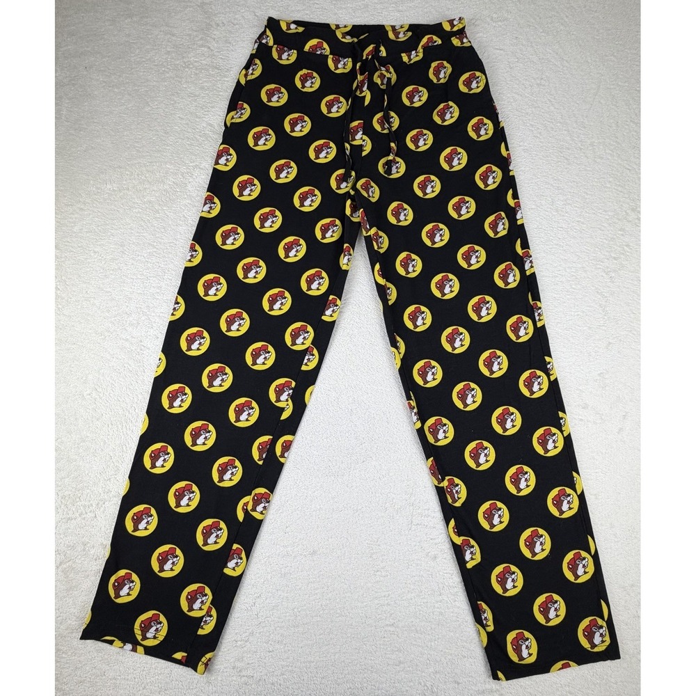 Buc-ees Pajama Pants Adult Small Black All Over Print‎ Logo Drawstring Bucees